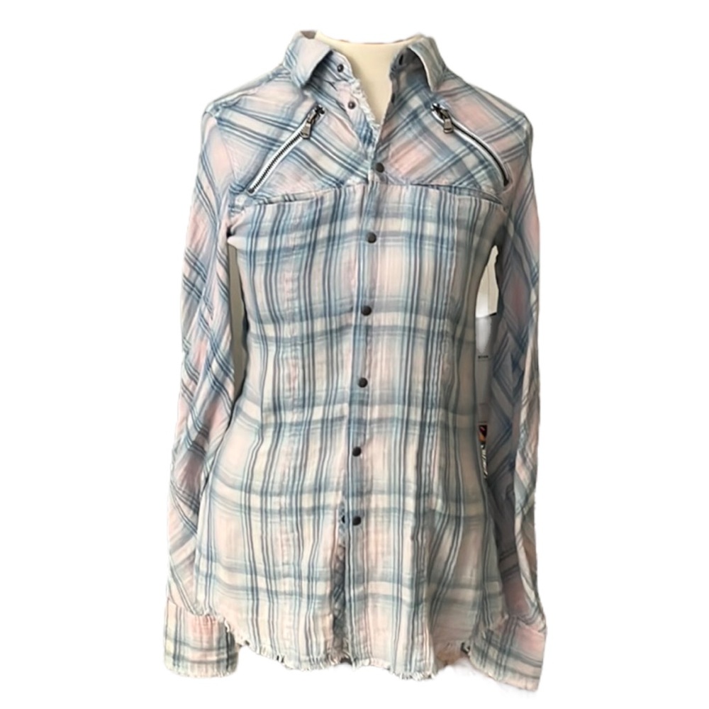 NWT Hudson Jeans Ryan Snap Plaid Shirt Small